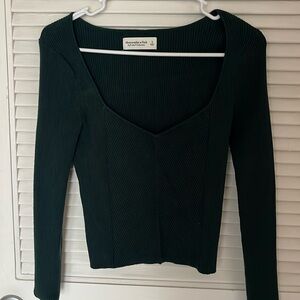 Abercrombie green ribbed sweater small